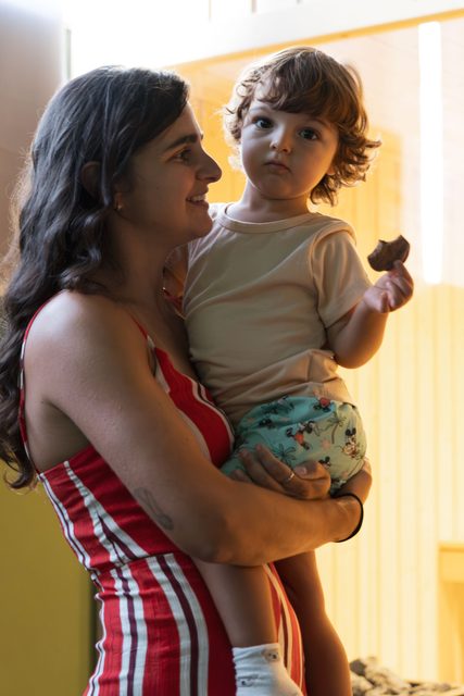 Momento em família durante a inauguração